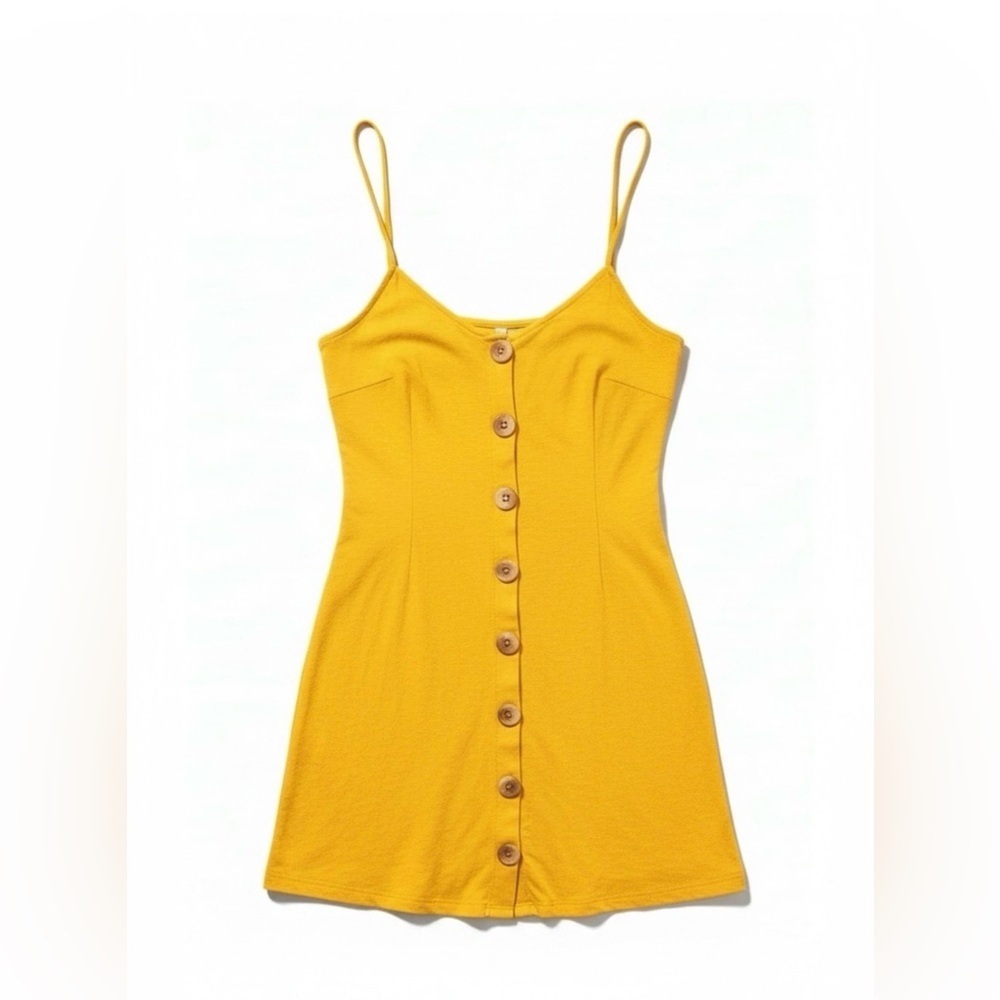 ASOS Mustard Yellow Button-Front Mini Dress – Size 6